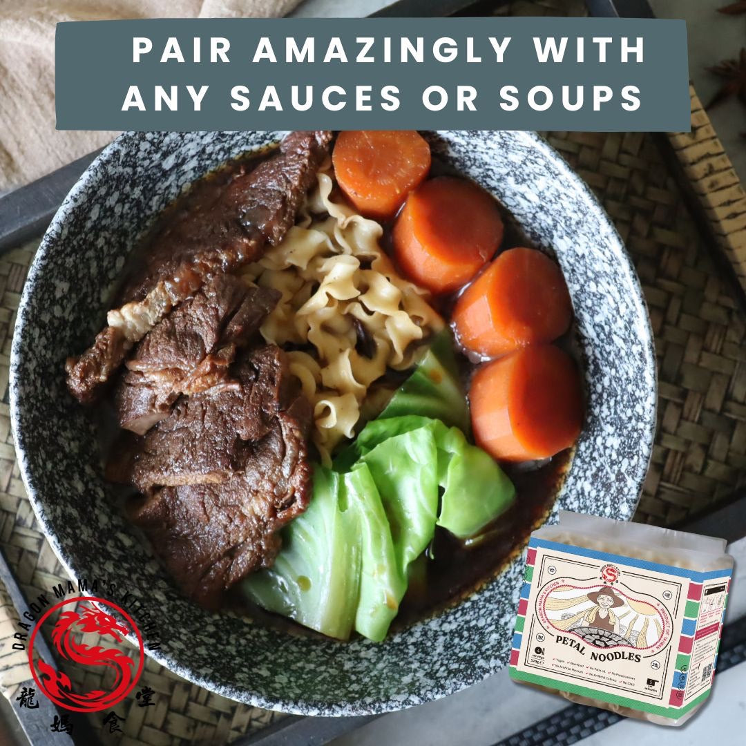 (LIMITED) Beef Noodle Soup Base w/ meat & Petal noodle 紅燒牛肉麵湯包_含肉+花瓣麵